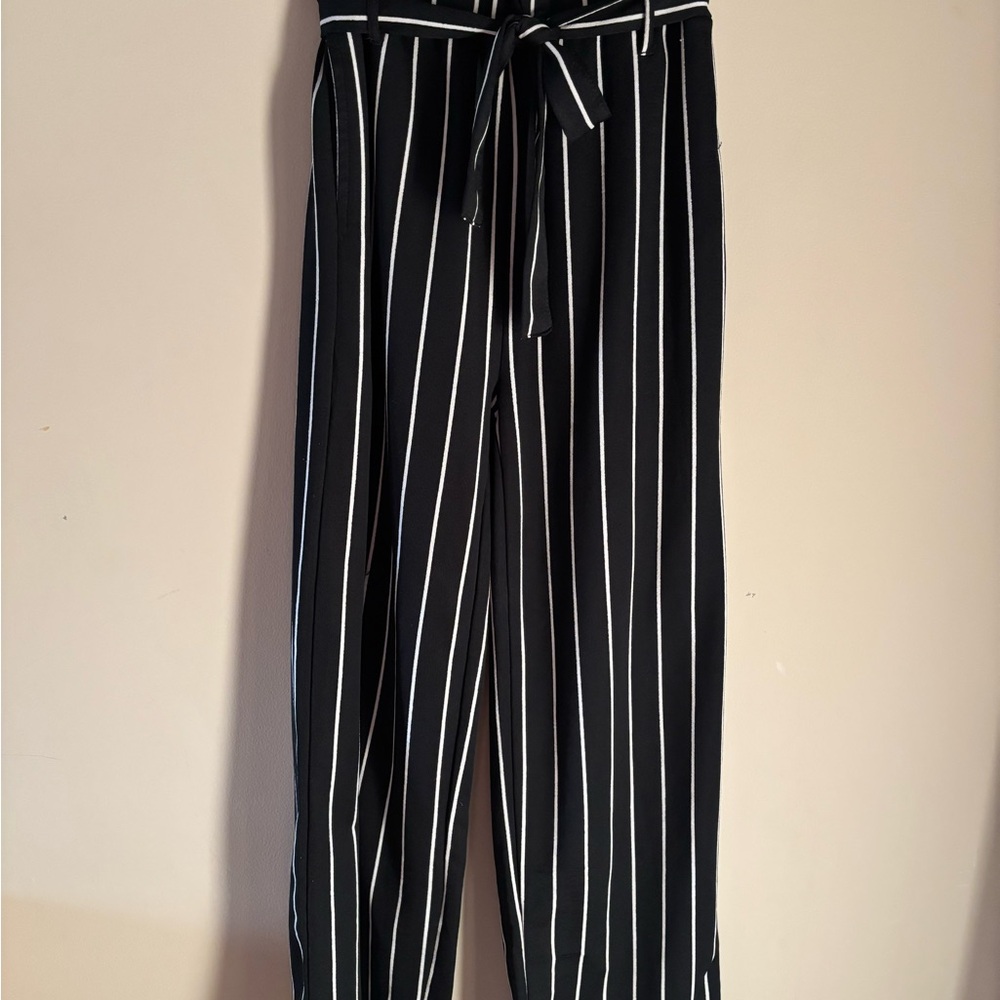 Black and White Striped Dress Pants